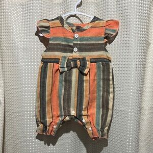 Striped Baby Romper with Bow